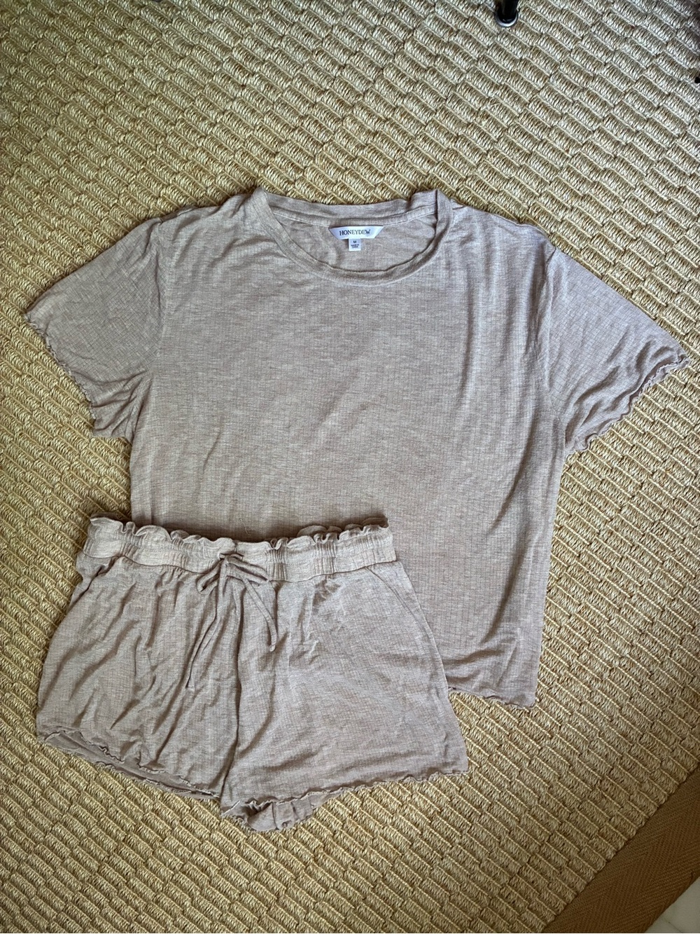 Honeydew Cozy Ribbed Lounge Set in Oatmeal